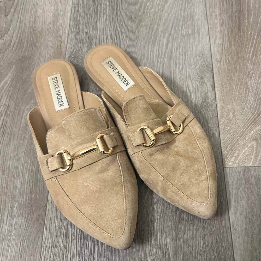 Steve Madden Fortress Tan Suede Mules